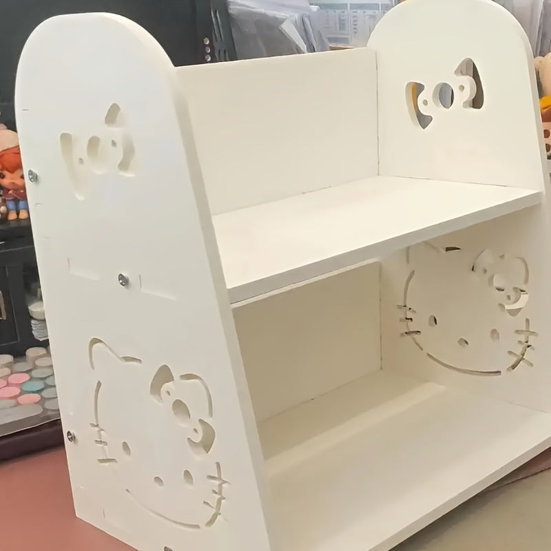 [Wooden Hello Kitty Display Stand Organizer] Sanrio Hello Kitty Wooden Desk Organizer Shelf, Multipurpose Rectangular Display Stand for Dorm, Office, and Home Storage
