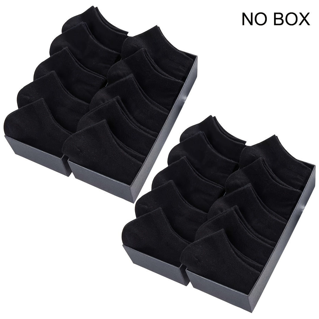 1/5/10/20 Pairs Men's Anti-odor Plain Color Thin Sweat-absorbing Breathable Invisible Ankle Socks, Boat Socks For Spring & Summer