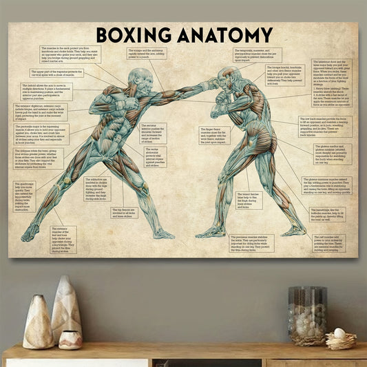 1pc Canvas Poster, Retro Art, Boxing Body Anatomy Knowledge Poster Print, Canvas Painting, Ideal Gift For Bedroom Living Room Corridor, Wall Art, Wall Decor, Fall Decor, Wall Decor, Room Decoration, No Frame