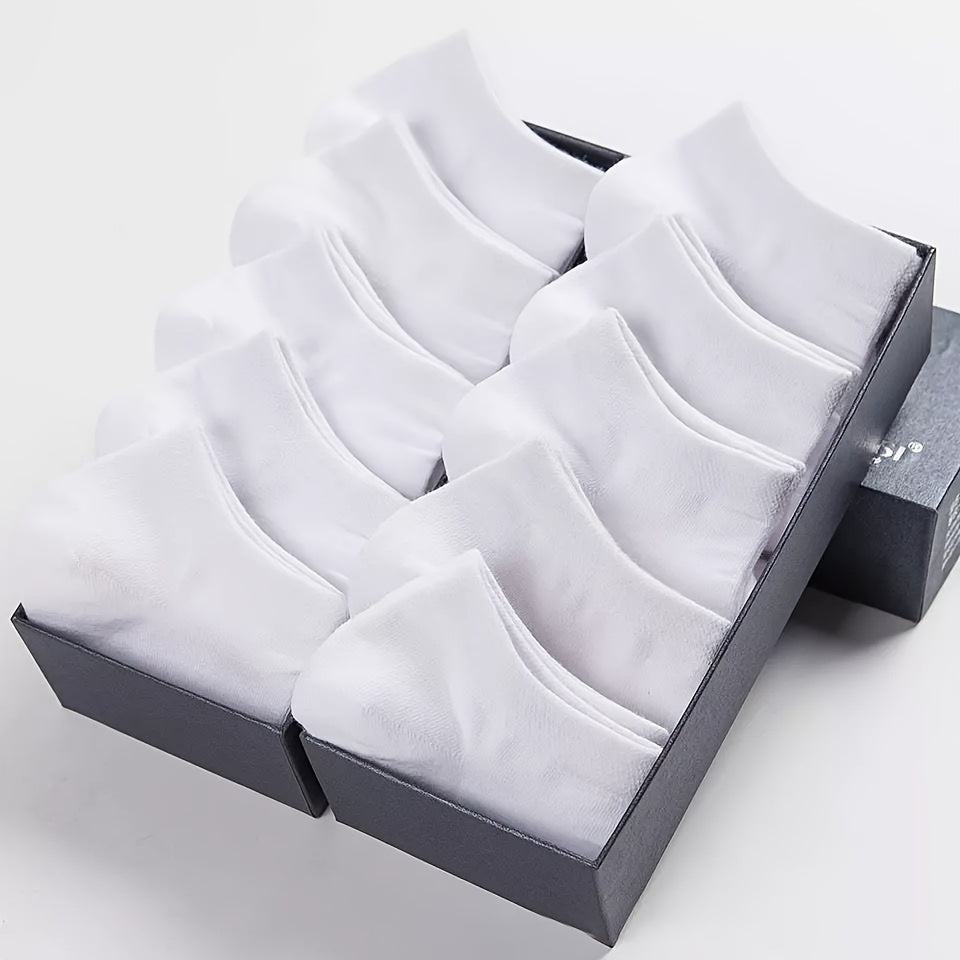 1/5/10/20 Pairs Men's Anti-odor Plain Color Thin Sweat-absorbing Breathable Invisible Ankle Socks, Boat Socks For Spring & Summer