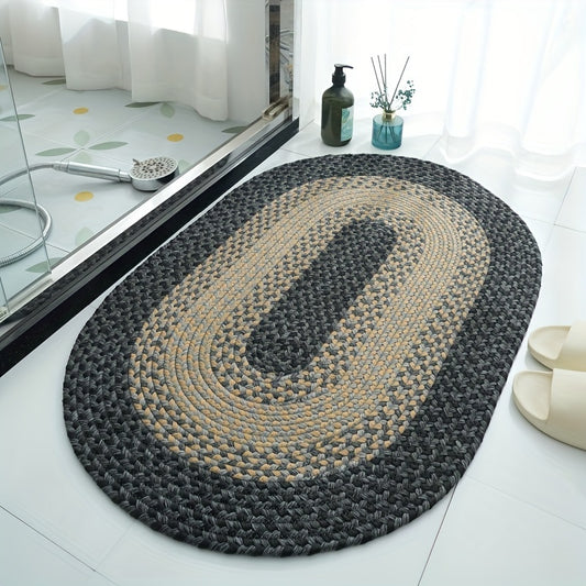 1pc Braided Floor Mat, Absorbent & Quick-drying Kitchen Floor Carpet, Non-slip & Super Soft Entry Doorway Floor Rug, For Bathroom Bedroom Kitchen Living Room, Ideal Bathroom Supplies, Home Decoration