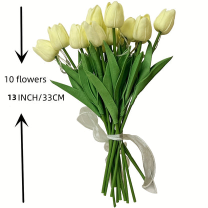 10pcs LED Tulip Lamp, Ambient Sense Table Lamp with Simulation Bouquet Night Light for Room Decoration