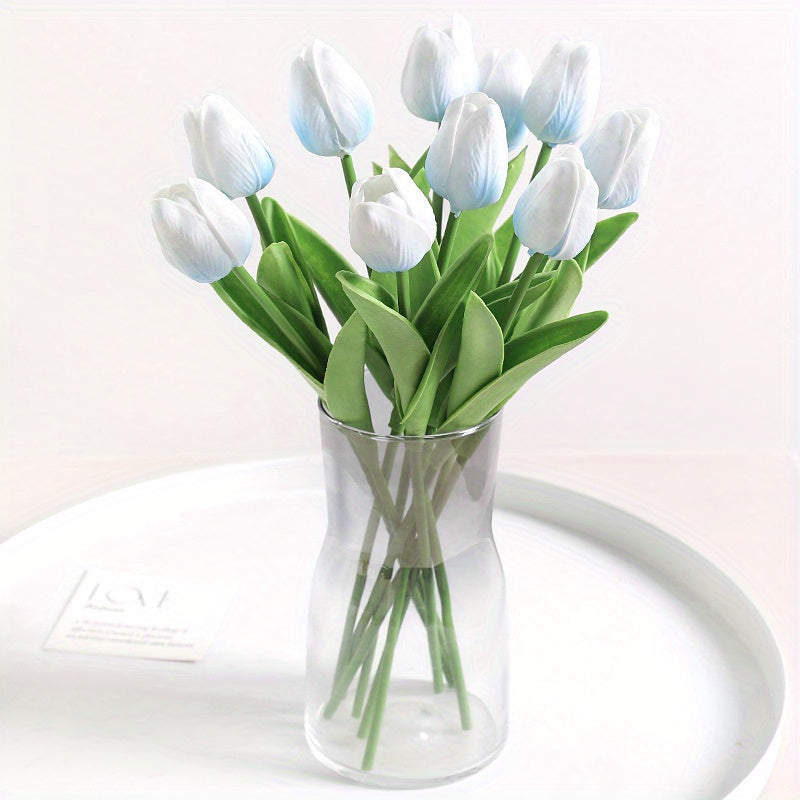 10pcs, Artificial Tulip, Artificial Flower Faux Flower Realistic Simulation Flower Blooming DIY Craft Bridal Bouquet Home Table Living Room Decoration, Indoor Outdoor Decoration