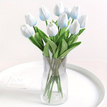 10pcs, Artificial Tulip, Artificial Flower Faux Flower Realistic Simulation Flower Blooming DIY Craft Bridal Bouquet Home Table Living Room Decoration, Indoor Outdoor Decoration