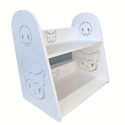 [Wooden Hello Kitty Display Stand Organizer] Sanrio Hello Kitty Wooden Desk Organizer Shelf, Multipurpose Rectangular Display Stand for Dorm, Office, and Home Storage