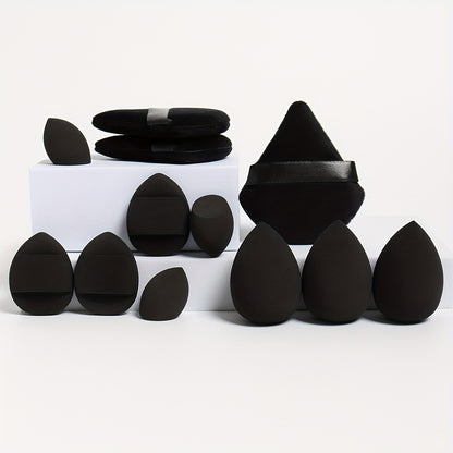 12-Piece All-Purpose Makeup Sponge Puff Set, Includes 3 Powder Puffs, 3 Mini Air Cushion Puffs, 3 Beauty Blenders & 3 Mini Beauty Blenders, Ideal For All Skin Types