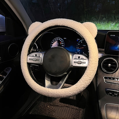 Teddy Bear Steering Wheel Cover - Soft, Cuddly, and Warm Winter Accessory for Cars, Perfect for Cold Weather, Adorable Design, Easy to Install, and Universal Fit