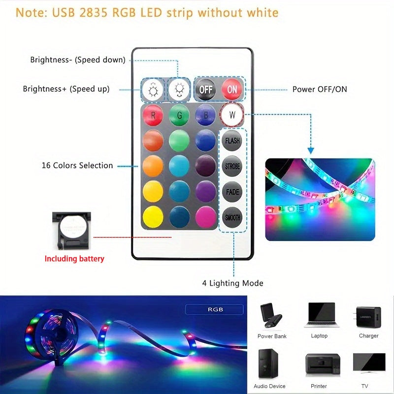 1 Set Of USB DIY Backlight TV Light Belt, LED Strip Lights, 3.28FT/9.84FT SMD 2835 LED Flexible Cabinet Light For Home Decoration