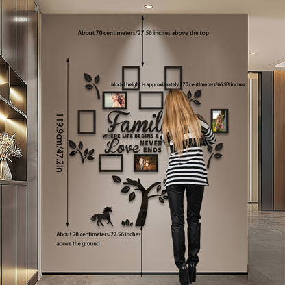 10-piece Photo Frame Combination Puzzle Photo Frame Tree Acrylic Mirror Wall Stickers, Place Your Favorite Photos To Decorate The Blank Wall To Create A Bright And Fashionable Visual Effect To Enhance The Beauty Of The Space!