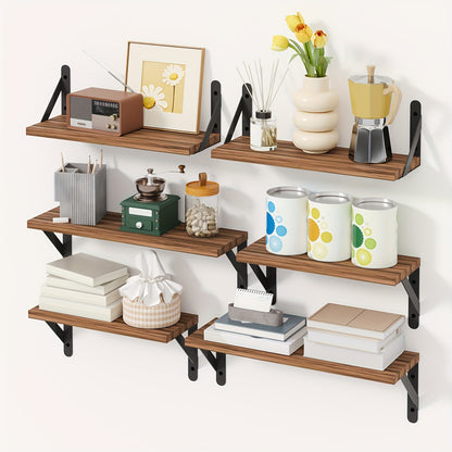 [4pcs Floating Shelves] 4pcs Floating Shelves, Wall Mounted Shelves | For Room Decor, Bathroom Storage, Bedroom, Living Room, And Plants, Home Storage Decoration Utility Shelf