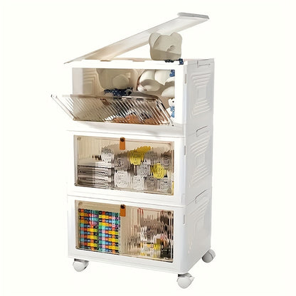 1/3/5pcs Large Foldable White PP Plastic Shoe Storage Boxes With Wheels - 3 Layers Of Clear Stackable Shoe Display Boxes For Organized Shoe Storage Bedroom Accessories Storage Trunks & Chests