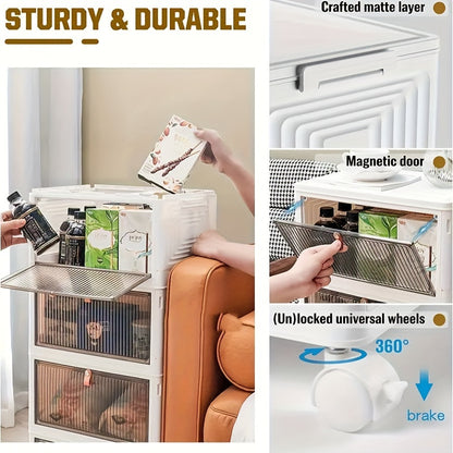 1/3/5pcs Large Foldable White PP Plastic Shoe Storage Boxes With Wheels - 3 Layers Of Clear Stackable Shoe Display Boxes For Organized Shoe Storage Bedroom Accessories Storage Trunks & Chests