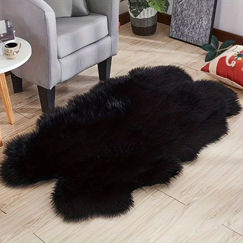 1pc Soft and Fluffy Sheepskin Carpet - Non-slip Artificial Fur Carpet for Bedroom, Living Room and Game Room - Washable and Durable - Very Suitable for Home Decoration and Dormitory
