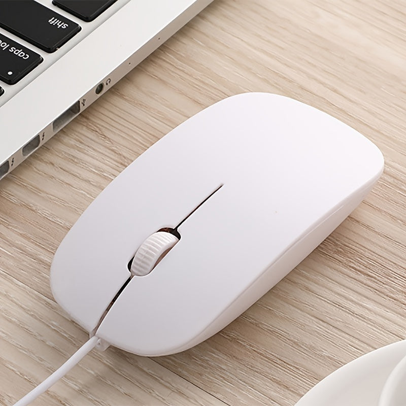 [Ultra-Thin] Ultra-Thin 1200dpi Wired Gaming Mouse | Ergonomic Design, Anti-Slip Scale Pattern, 3D Roller | PC and Laptop | Business Computing Tools, Minimalist Mouse Design, Durable Optical Mouse, Black & White Options