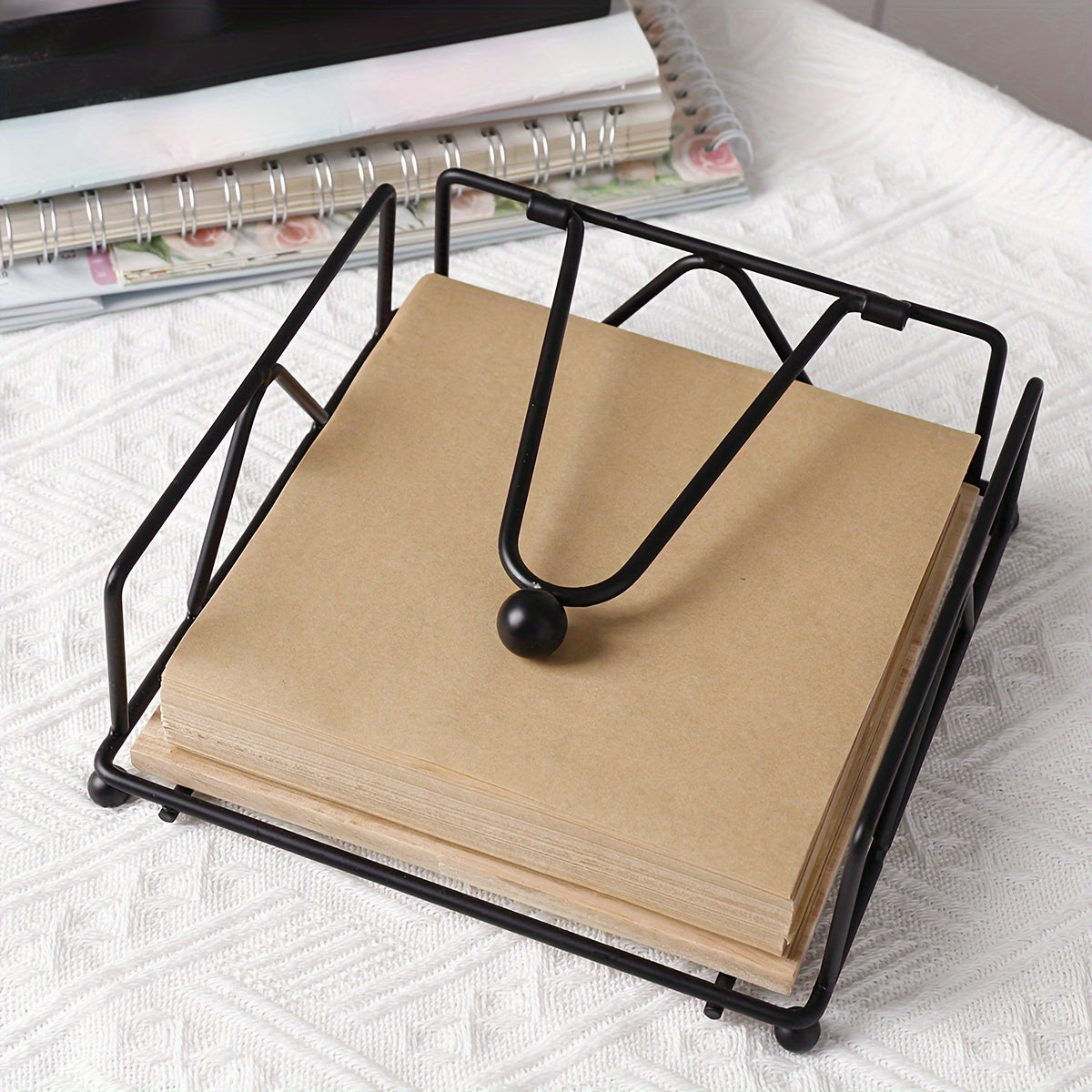 [Metal Napkin Rack] Iron Art Design 1pc Tissue Dispenser - Metal Hollow Napkin Holder for Kitchen Countertop, Dining Table, Home Decoration