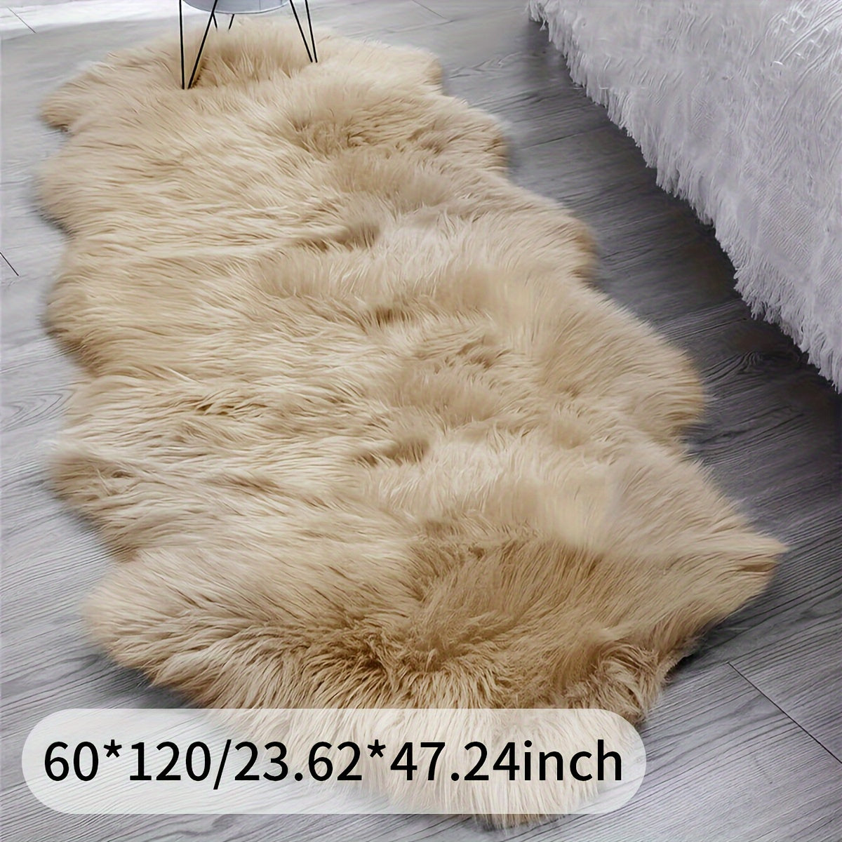 1pc Soft and Fluffy Sheepskin Carpet - Non-slip Artificial Fur Carpet for Bedroom, Living Room and Game Room - Washable and Durable - Very Suitable for Home Decoration and Dormitory