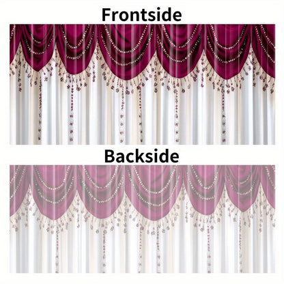 [Contemporary Curtains] 2pcs, 2D FLAT PRINTING Curtains, Contemporary Curtains red Durable 100% Polyester Fabric (without rod, No movement, no battery) Art Deco Festive for Living Room, Bedroom, Kitchen, Bathroom Decor, 2D Fl