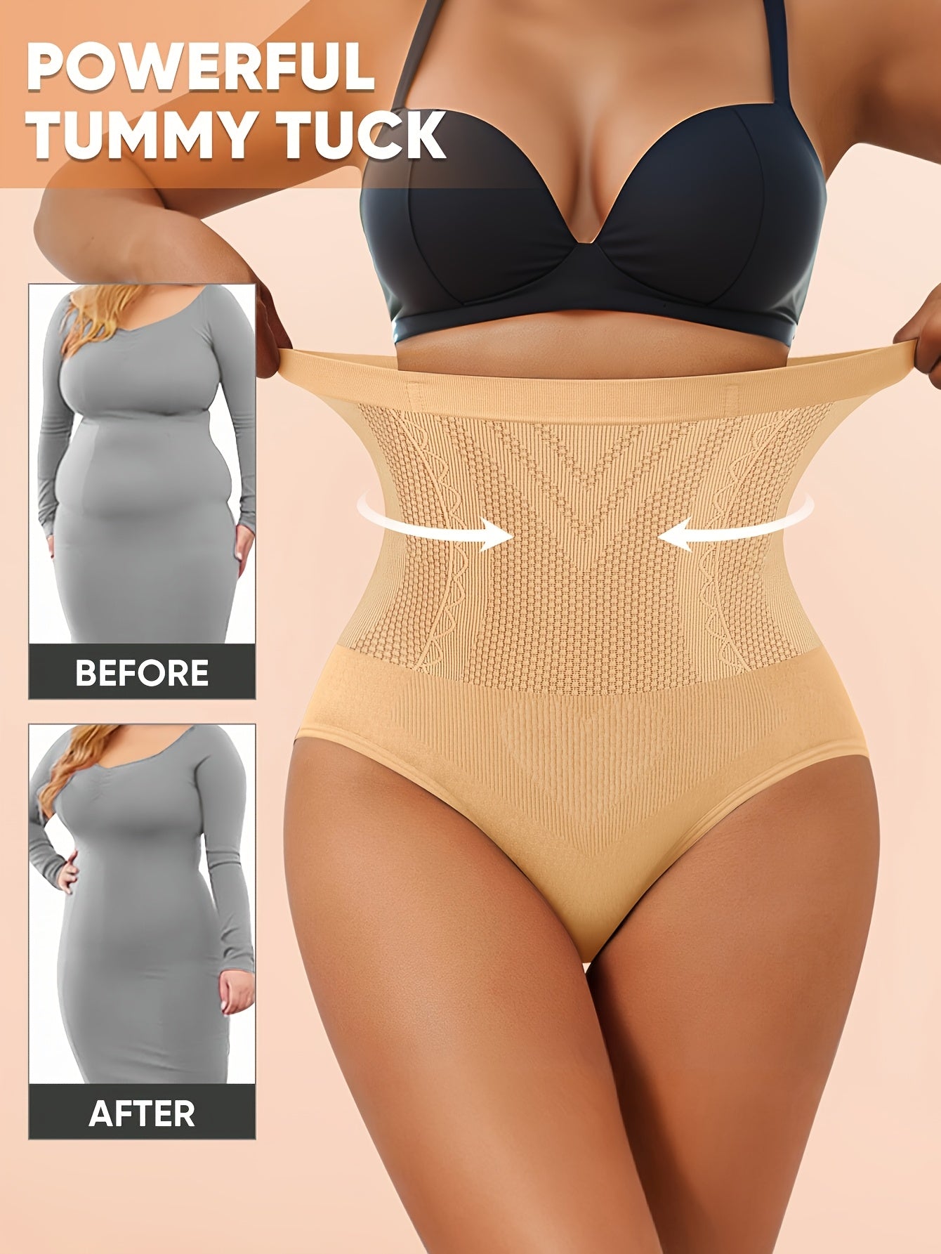 1-Pack High-Waist Tummy Control Shaping Seamless Panties, Soft Fit Women's Briefs