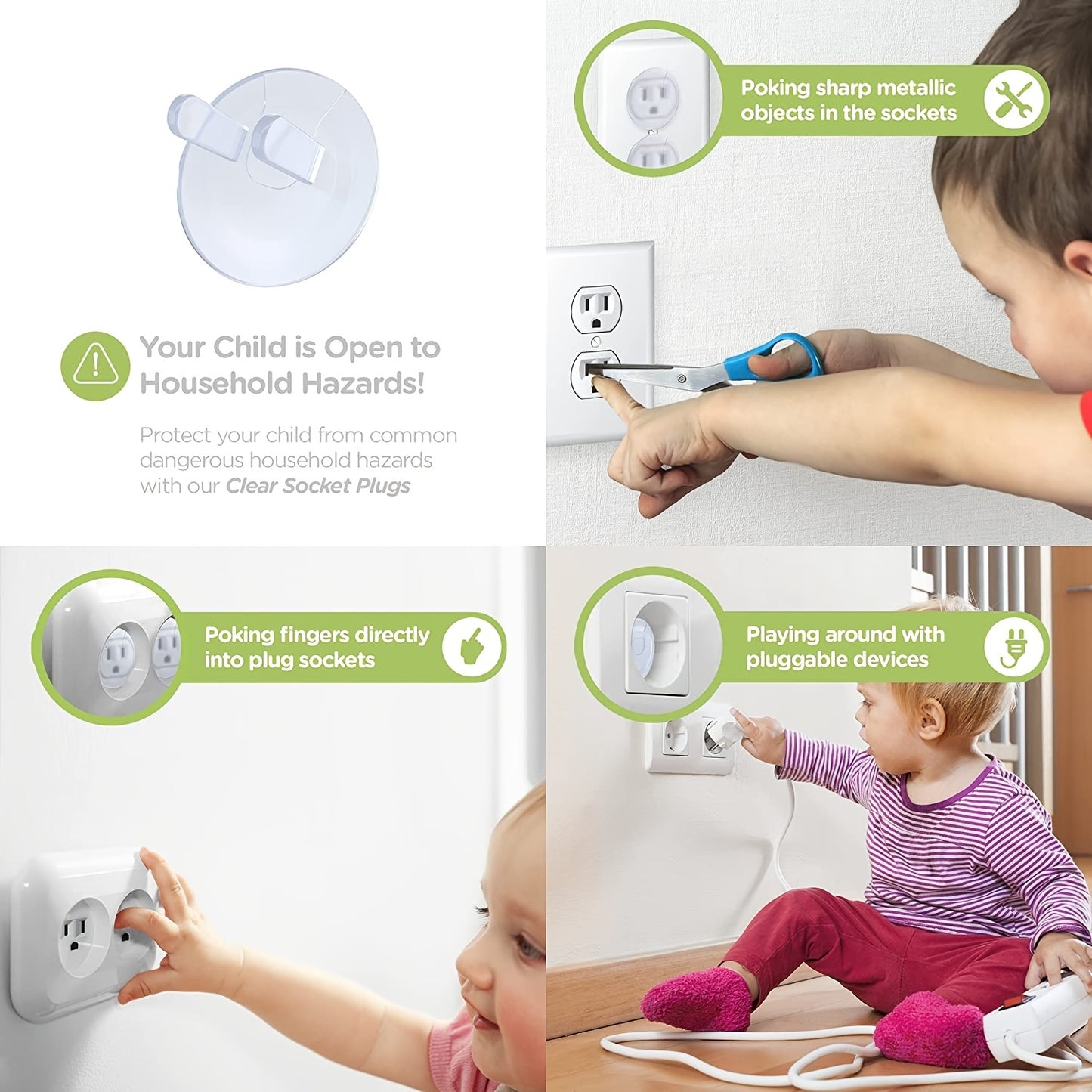 [Safety Outlet Covers] 10pcs Baby Proofing Safety Outlet Covers | Child Secure Electric Plug Protectors, Hidden Handle Square Socket Covers, For Kids Toddler Protection, Christmas, Halloween, Thanksgiving Day Gift