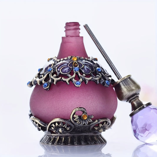 0.85oz Antique Perfume Bottle Empty Vintage Jeweled Enameled Decorative Crystal Perfume Vials Essential Oil Empty Bottles Home Decoration Dresser Ornament Holiday Gift - Travel Accessories