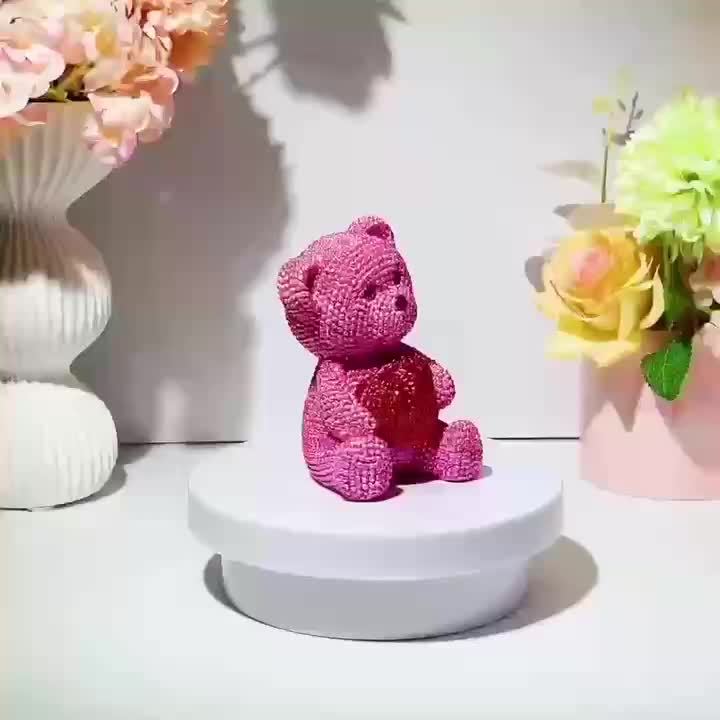 [Art Deco Pink Bear Sculpture] 1pc Art Deco Style Resin Pink Bear Sculpture, Love Theme Figurine, Versatile Room Decor for Living Room, Bedroom, Prayer Room, Christmas, Halloween, Thanksgiving, Valentine's Day, New Year