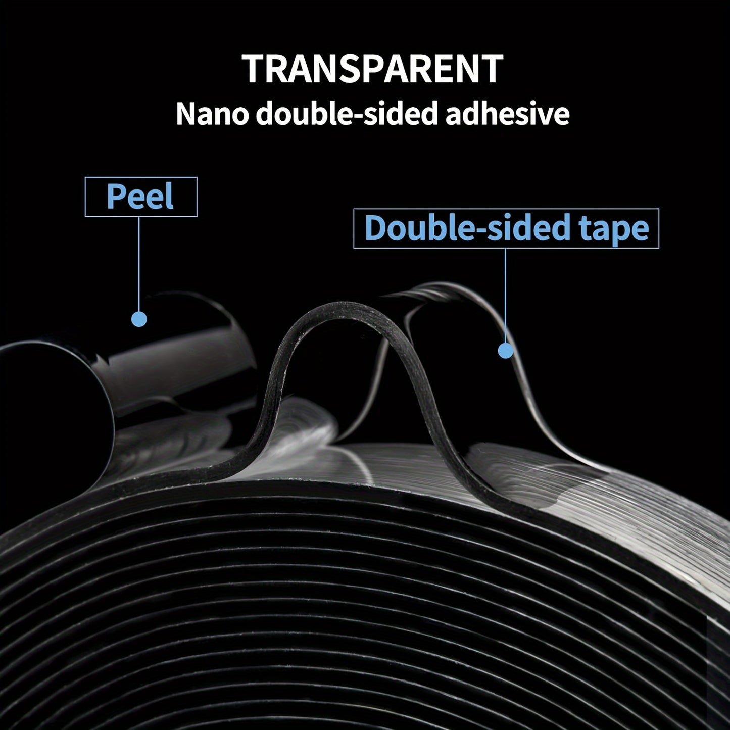 1 Roll Outdoor Heavy Duty Double Sided Tapes, Reusable Traceless Strong Sticky Tape Strips, Multipurpose Removable Washable Clear Mounting Nano Tape For Paste Items In Home Office Car