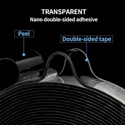 1 Roll Outdoor Heavy Duty Double Sided Tapes, Reusable Traceless Strong Sticky Tape Strips, Multipurpose Removable Washable Clear Mounting Nano Tape For Paste Items In Home Office Car
