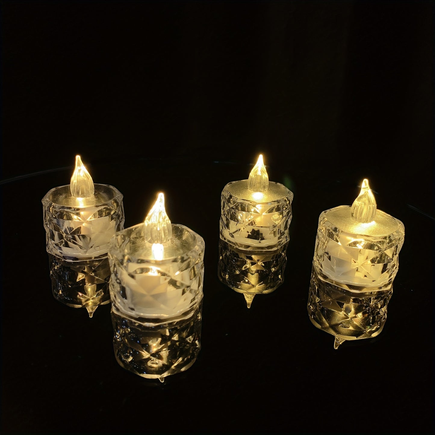 12pcs LED Electronic Candle Lights, Rose Pattern Vertical Refraction Halo Projection, Mini Simulated Flameless Candles For Wedding, Valentine's Day, Halloween, Christmas, Holiday, Home Decoration