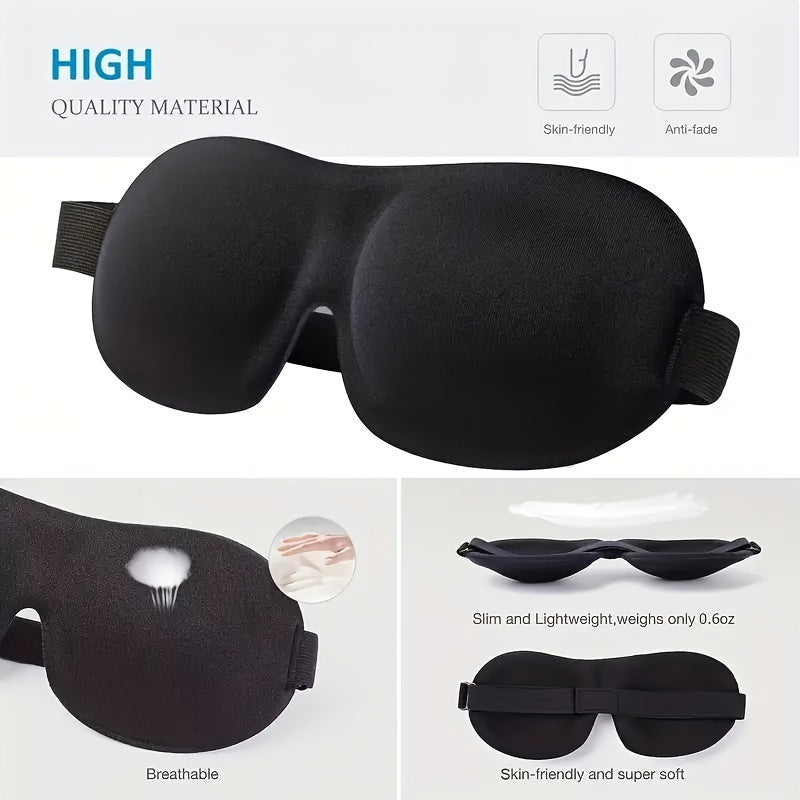 [Blackout Eye Mask] 1/3/5/10 Pack Pure Black 3D Contoured Eye Mask | Soft Comfortable Ergonomic Design, Hypoallergenic & Fragrance-Free, Pure Blackout for Adults, Men & Women - Travel, Home, Office Use, Sleep Enhancement | Mo