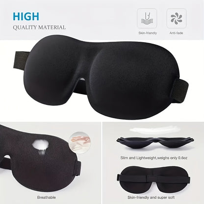 [Blackout Eye Mask] 1/3/5/10 Pack Pure Black 3D Contoured Eye Mask | Soft Comfortable Ergonomic Design, Hypoallergenic & Fragrance-Free, Pure Blackout for Adults, Men & Women - Travel, Home, Office Use, Sleep Enhancement | Mo