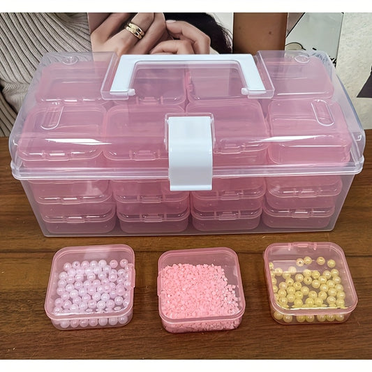 [Portable Storage Box] 32pcs/set Plastic Storage Box | DIY Handicraft Bead Accessories Sorting Box, Multifunctional Portable Storage Box, Jewelry Nail Beading Finishing Box, Home Storage Supplies Hand Sewing Supplies Storage