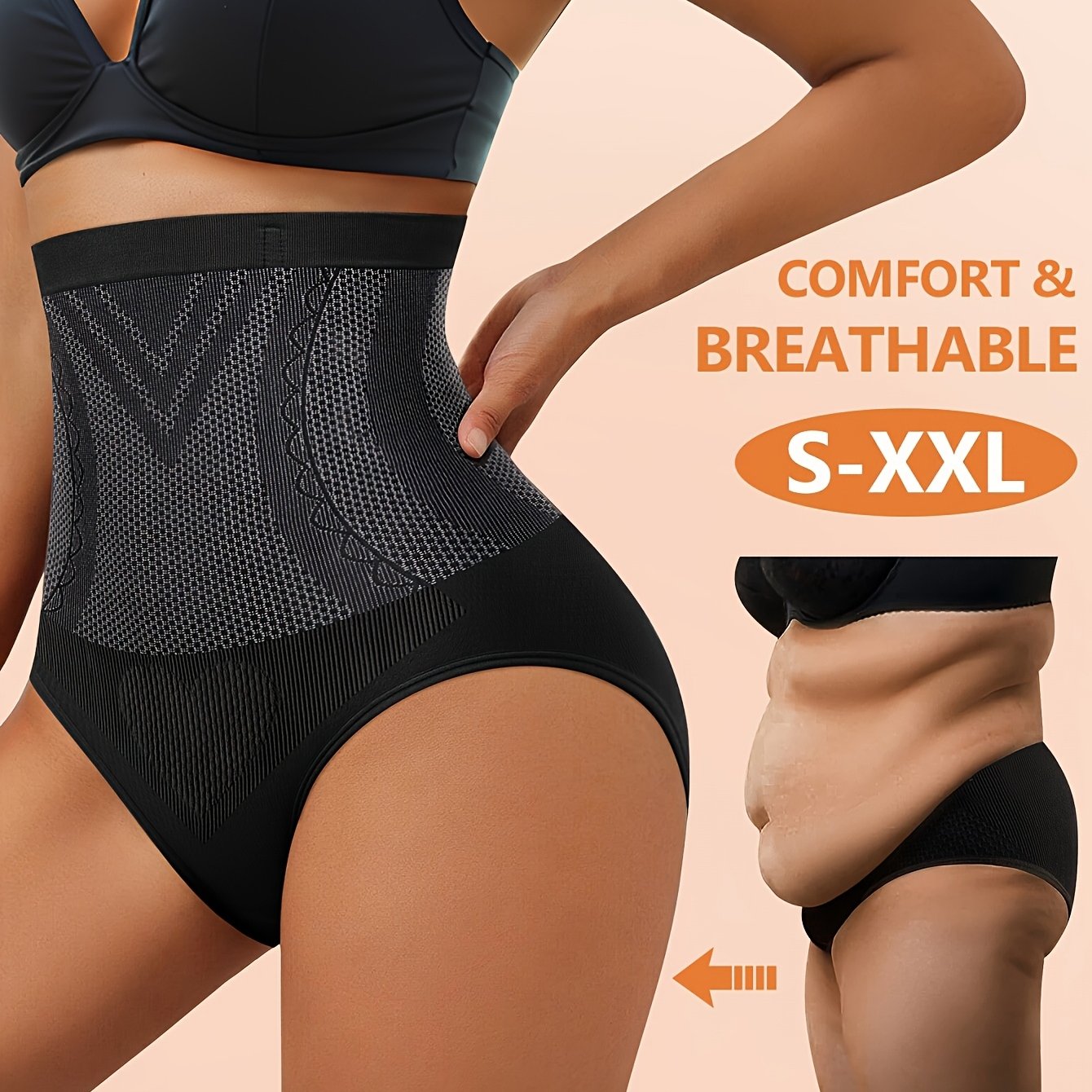 1-Pack High-Waist Tummy Control Shaping Seamless Panties, Soft Fit Women's Briefs