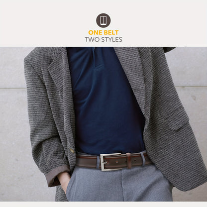 [Classic Men's Leather Belt] Classic & Fashion Men's Leather Belt | Single Prong Buckle for Jeans, Pants, Work & Business - Gift for Dad & Husband