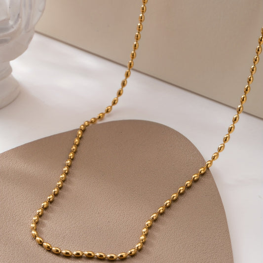 Stainless Steel Minimalist Rice Bead Necklace Charm Clavicle Chain Jewelry For Women For Daily Decoration