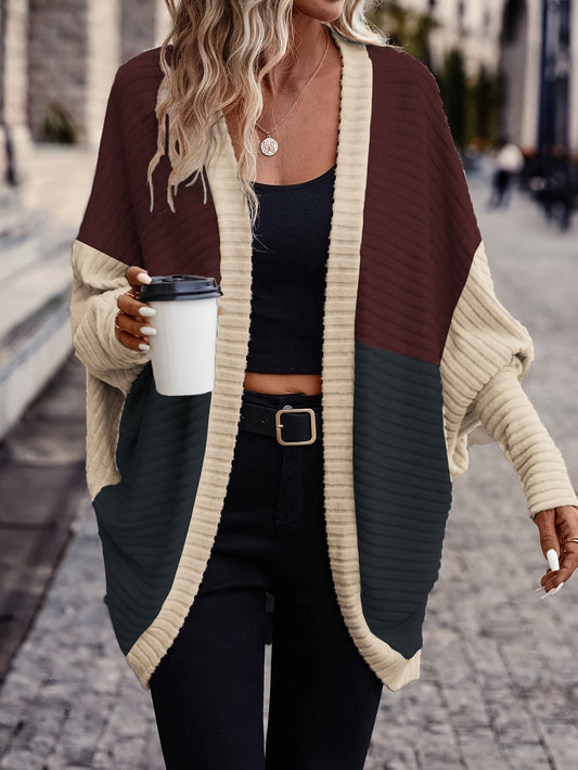 Stylish Versatile Color-Block Loose Cardigan for Women