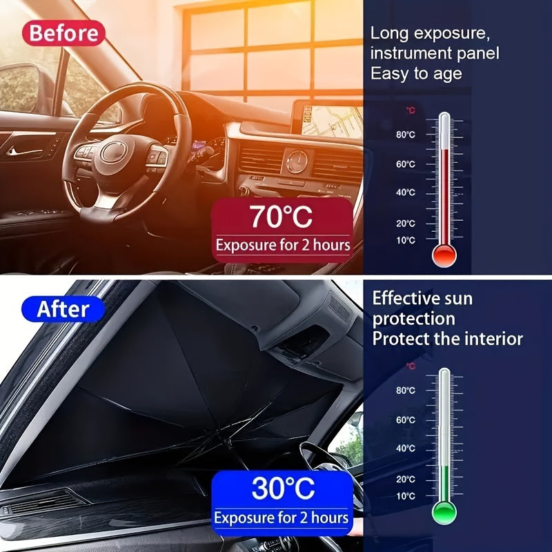 [Car Sunshade] Blackout Car Sunshade | Front Windshield Sunscreen Heat Insulation Sunshade Blocking Plate Car Interior Windshield Small Car Cover Umbrella
