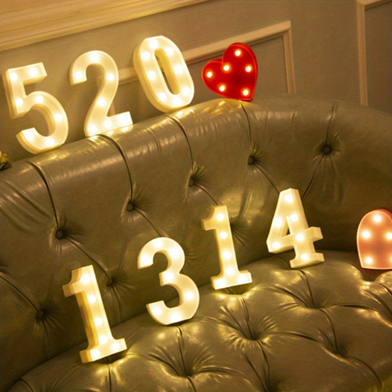 1pc Alphabet Letter LED Lights Luminous Number Lamp Decor, Battery Night Ligh, t For Home Wedding Birthday Christmas Party Decoration Letters Numbers Light, Home Decor