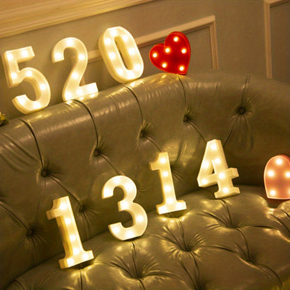 1pc Alphabet Letter LED Lights Luminous Number Lamp Decor, Battery Night Ligh, t For Home Wedding Birthday Christmas Party Decoration Letters Numbers Light, Home Decor