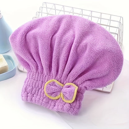 1 Pc Absorbent Coral Velvet Hair Drying Towel - Fast Drying Long Hair Turban Wrap For Women - Princess Shower Cap