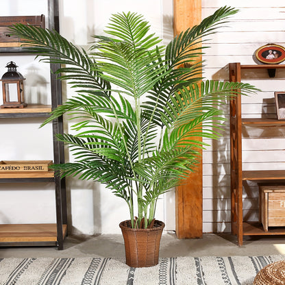 Plante De Palmier Areca Artificielle 5 Pieds Faux Palmier Avec 17 Troncs Faux Arbre Pour Décoration Moderne D’Intérieur Extérieur Dypsis Lutescens Plantes En Pot Pour Bureau À Domicile (Lot De 2)