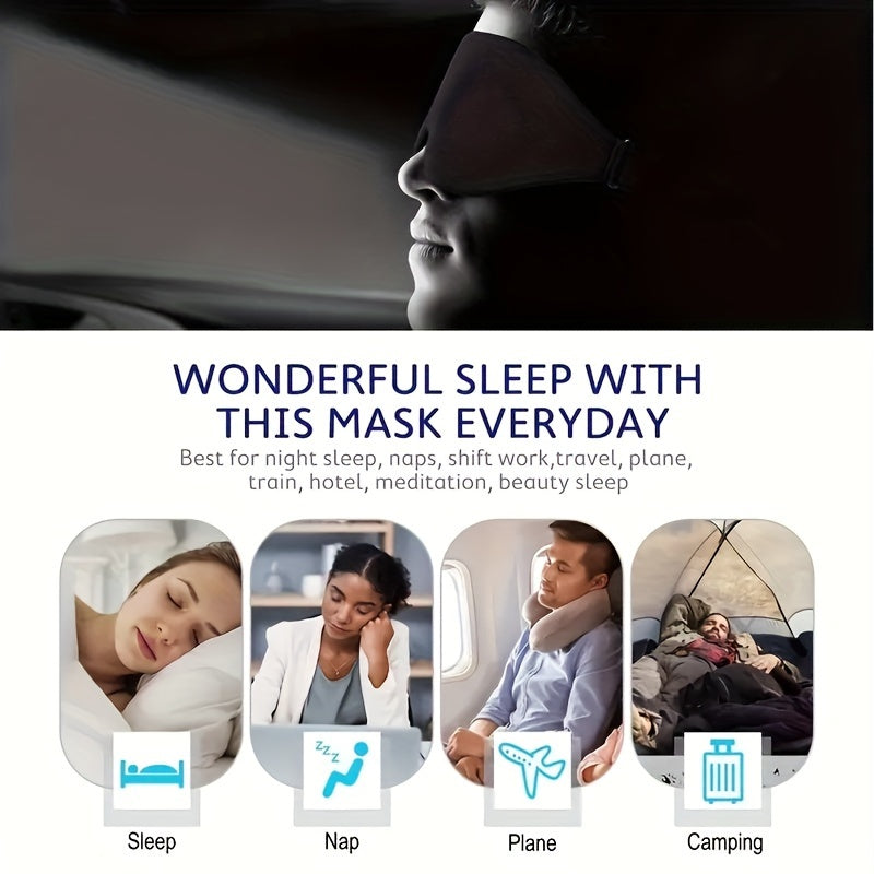 [Blackout Eye Mask] 1/3/5/10 Pack Pure Black 3D Contoured Eye Mask | Soft Comfortable Ergonomic Design, Hypoallergenic & Fragrance-Free, Pure Blackout for Adults, Men & Women - Travel, Home, Office Use, Sleep Enhancement | Mo