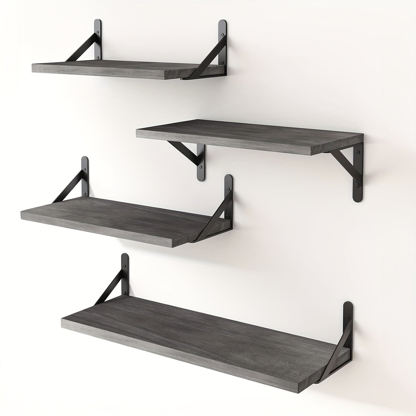 [4pcs Floating Shelves] 4pcs Floating Shelves, Wall Mounted Shelves | For Room Decor, Bathroom Storage, Bedroom, Living Room, And Plants, Home Storage Decoration Utility Shelf