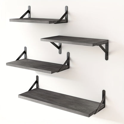 [4pcs Floating Shelves] 4pcs Floating Shelves, Wall Mounted Shelves | For Room Decor, Bathroom Storage, Bedroom, Living Room, And Plants, Home Storage Decoration Utility Shelf