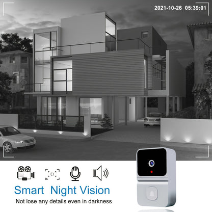 1pc (Build-in Battery) Smart WIFI Doorbell, Security Wireless Intelligent Visual Video Intercom Doorbell, 2-Way Audio, Night Vision, USB Rechargeable Low Power Consumption, Support 2.4G Wifi, Wireless Doorbells for Home, Smar