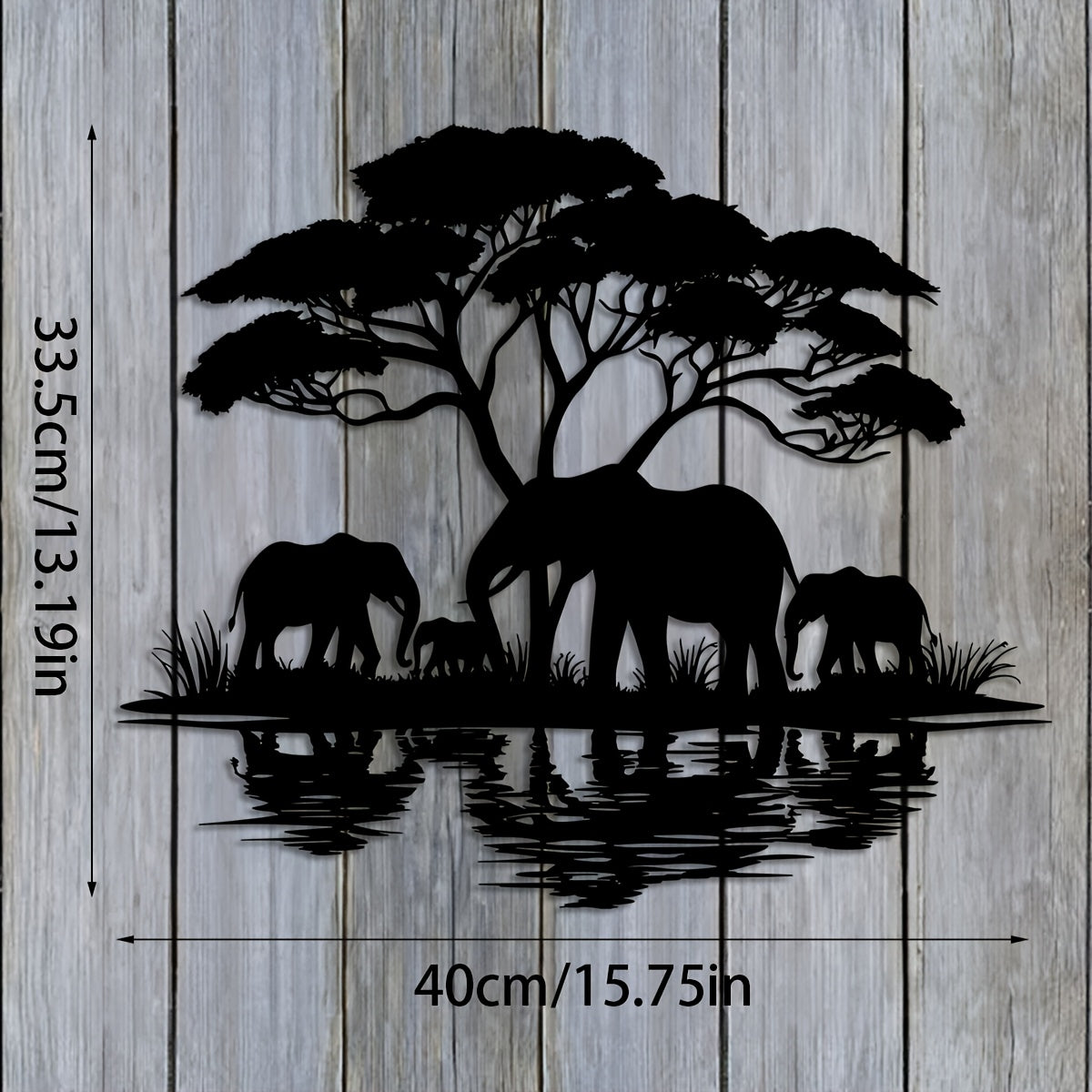 [Elegant Metal Elephant Family] 1pc Elegant Art Deco Metal Elephant Family Wall Art - 15.75"x13.19" Nature-Inspired Animal Silhouette Hanging Ornament - Ideal for Home, Patio, Balcony, and Holiday Decor