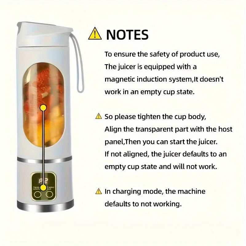 [USB-Rechargeable Blender] Portable USB-Rechargeable 10.14oz to 16.91oz Blender & Juicer | Easy Clean, Perfect for Fruit & Vegetable Drinks, Milkshakes