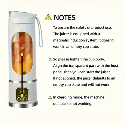 [USB-Rechargeable Blender] Portable USB-Rechargeable 10.14oz to 16.91oz Blender & Juicer | Easy Clean, Perfect for Fruit & Vegetable Drinks, Milkshakes