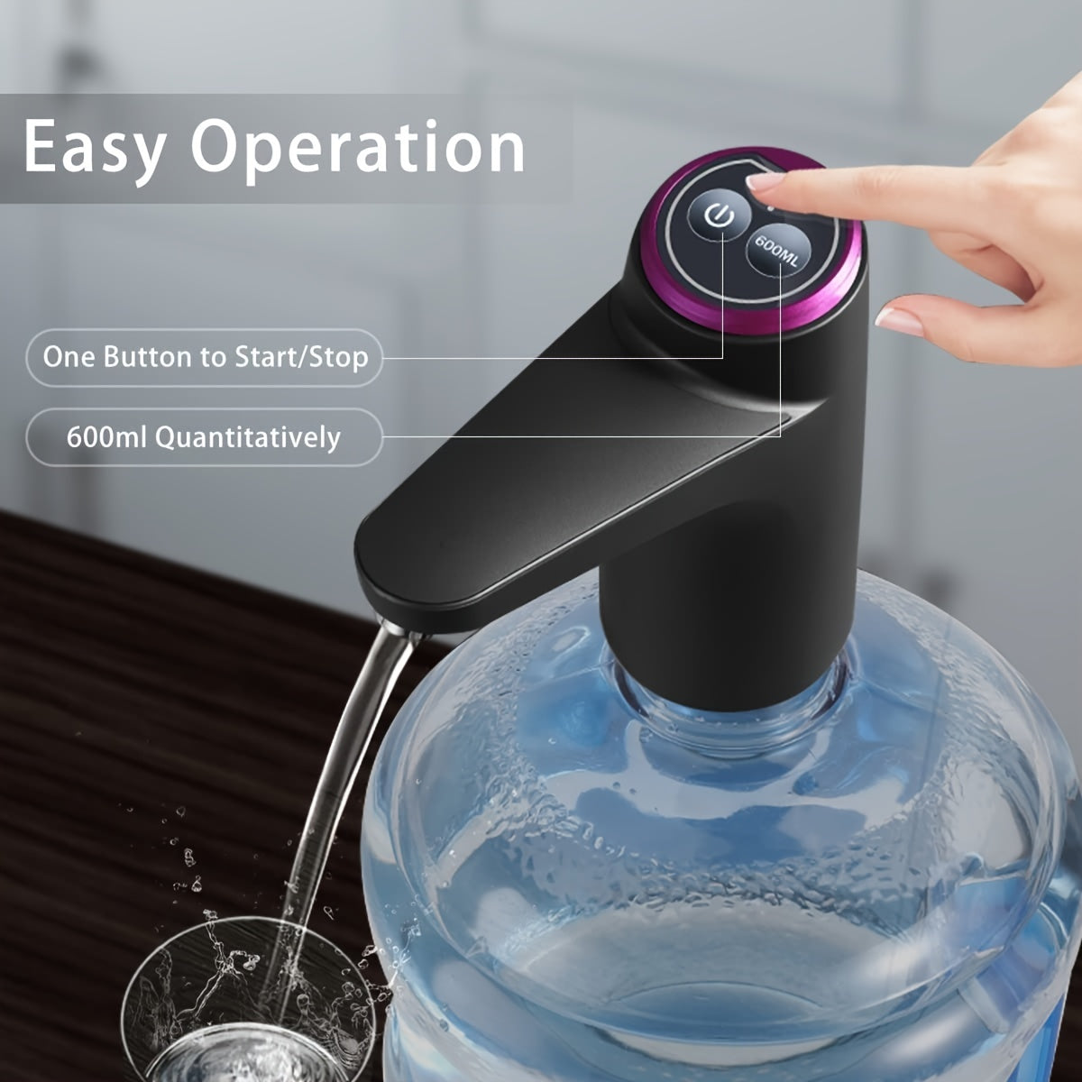 [Portable Water Dispenser] Portable 5 Gallon Water Jug Dispenser - USB Charging Water Pump for 2-5 Gallon Drinking Water