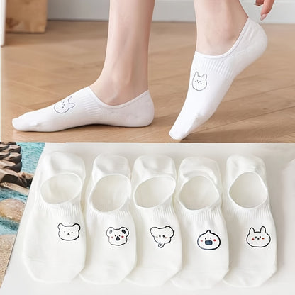 10 Pairs Ultra-Soft Womens Short Socks - Adorable Cartoon Prints, Lightweight & Breathable Low Cut Ankle Socks - Assorted Styles for Everyday Fashion