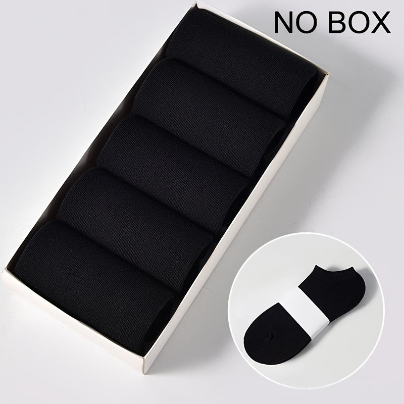 1/5/10/20 Pairs Men's Anti-odor Plain Color Thin Sweat-absorbing Breathable Invisible Ankle Socks, Boat Socks For Spring & Summer